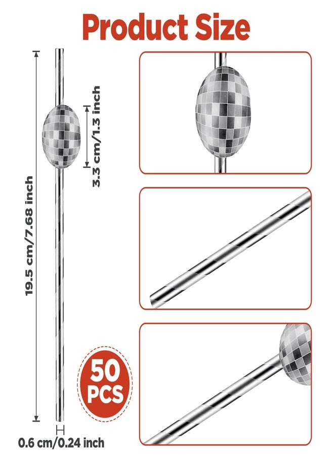 Guduling 60 Pcs Disco Ball Straws, Fever Retro Disco Straws, Silver Paper Straws for Crafts, 70s Party Decorations Baby Shower Birthday Supplies 7.68 X 1.30 In - Image 3